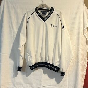 Wailea White V-Neck Golf Pullover with Navy Trim